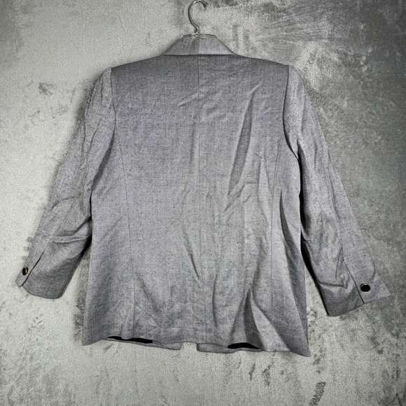 Vintage J Gallery Blazer Womens 7 8 Gray Herringbone Padded Shoulder Power Suit - Picture 3 of 8